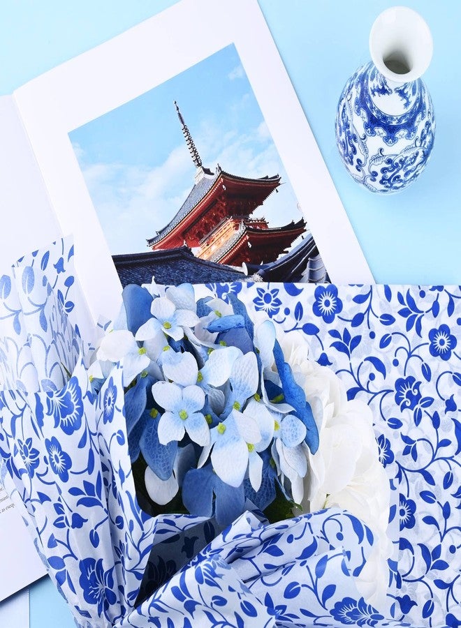 Bolsome 100 Sheets 20 * 14 Inches Blue White Floral Tissue Paper for Gift Bags Vintage Chinoiserie Style Tissue Paper for Gift Wrapping for Birthday Wedding New Year Craft Supplies - Image 5